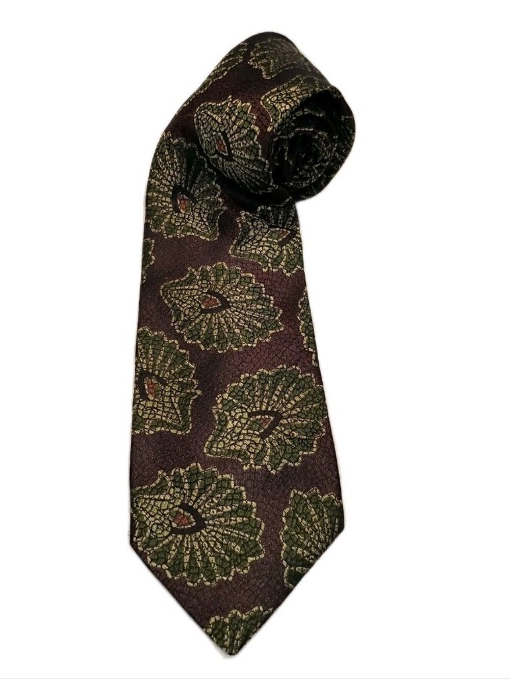 Vtg Burberrys of London Silk Tie Made in USA Purple Green Floral Abstract 3.5"